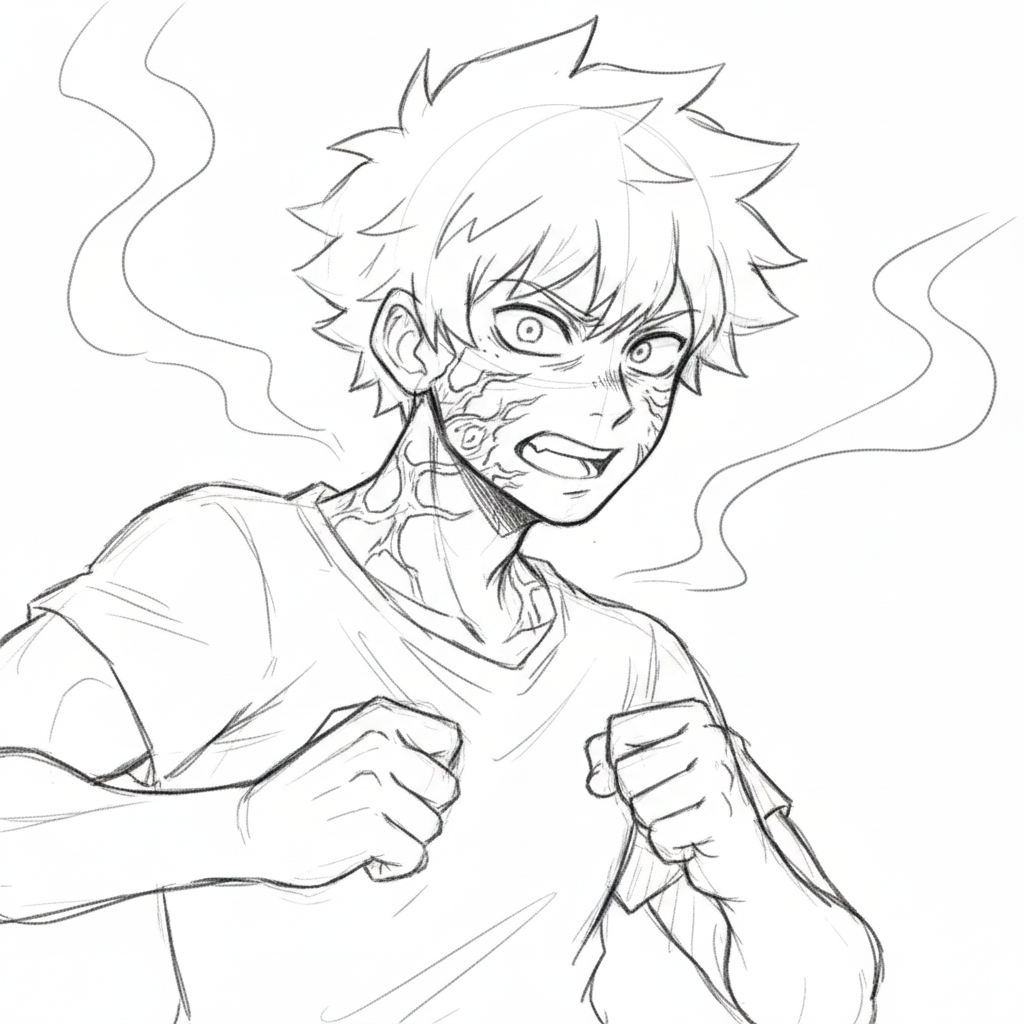 fix the proportions, anatomy, and angle. keep my artstyle