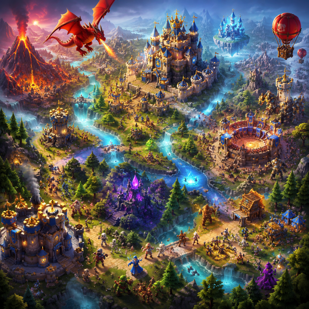 Créer une illustration fantasy épique inspirée de l’univers visuel de Clash R...