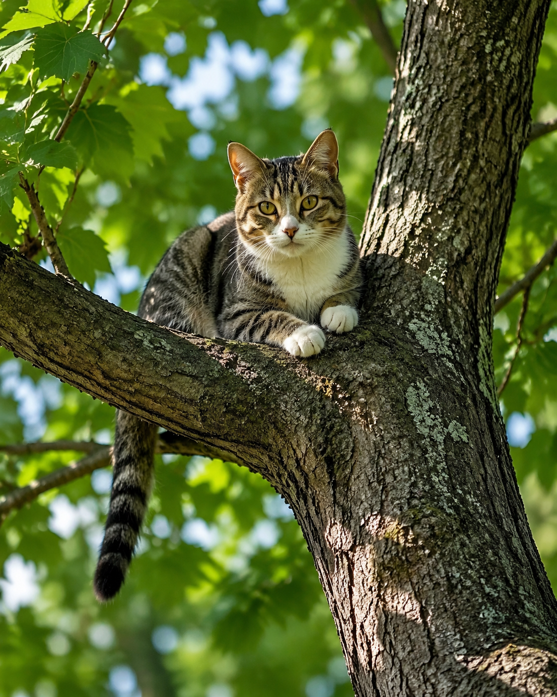 gpt-image-2 render: Cat in a Tree, Minimalist French Storybook Style