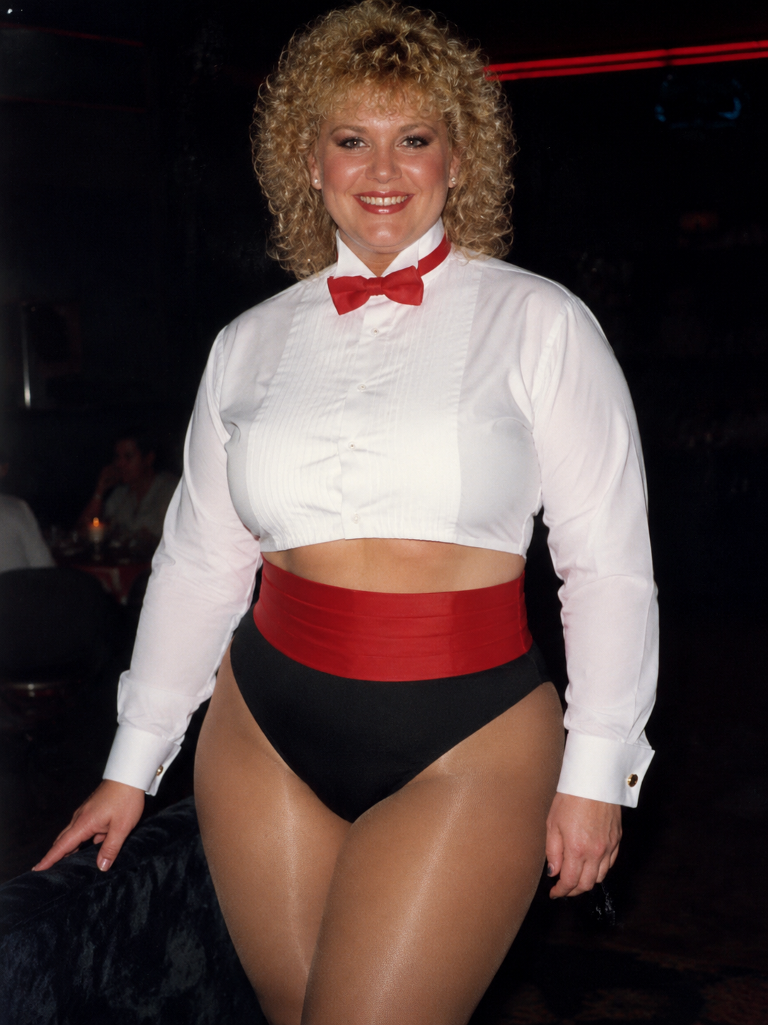 Photorealistic candid picture from 1982, Sweet beautiful middle-aged smiling tall obese body type with wide hips and ...