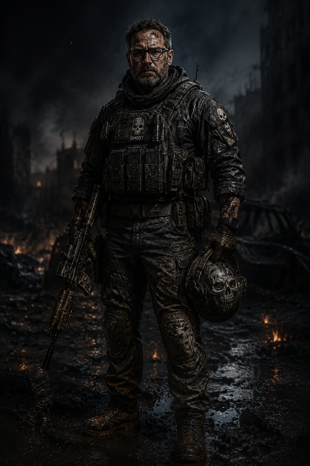 gpt-image-2 render: Gritty Full-Body Soldier With Weapon, Ghost Commando Style