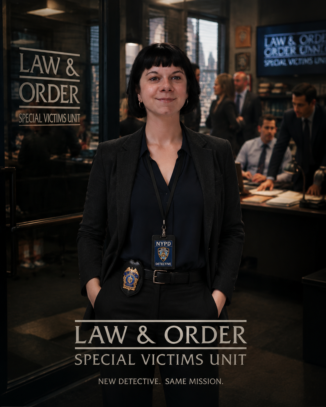 gpt-image-2 render: Crime Drama Detective Squad Character Portrait With User Face
