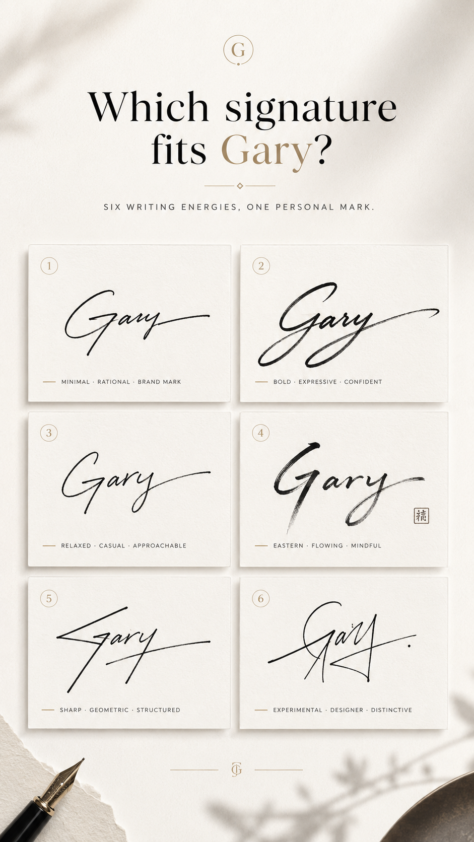 gpt-image-2 render: Minimalist Editorial Signature Selection Poster for Gary