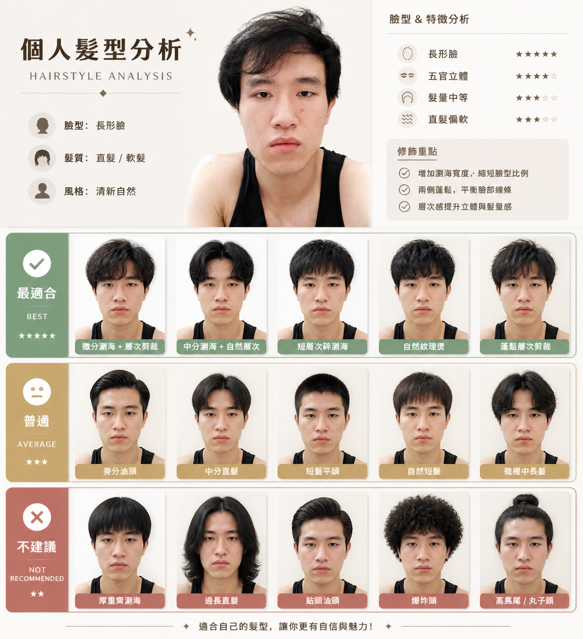 gpt-image-2 render: Stylish Hairstyle Comparison Card With Best, Average, Avoid Looks