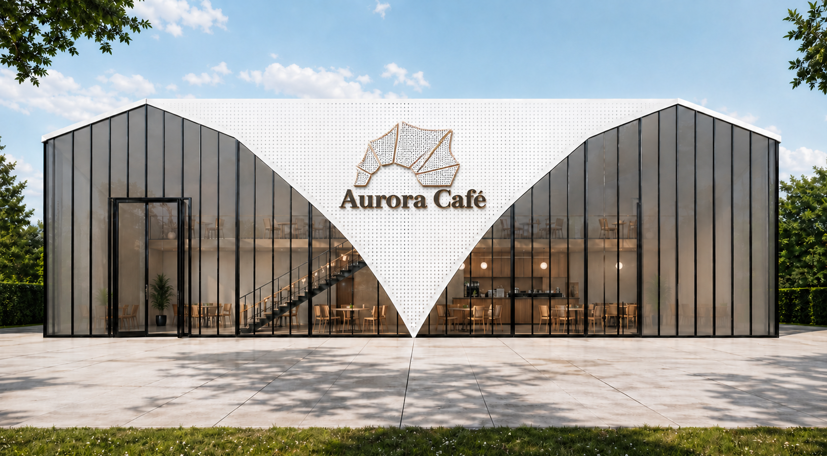 gpt-image-2 render: Facade Mockup With Added Signboard, Clean Architectural Presentation