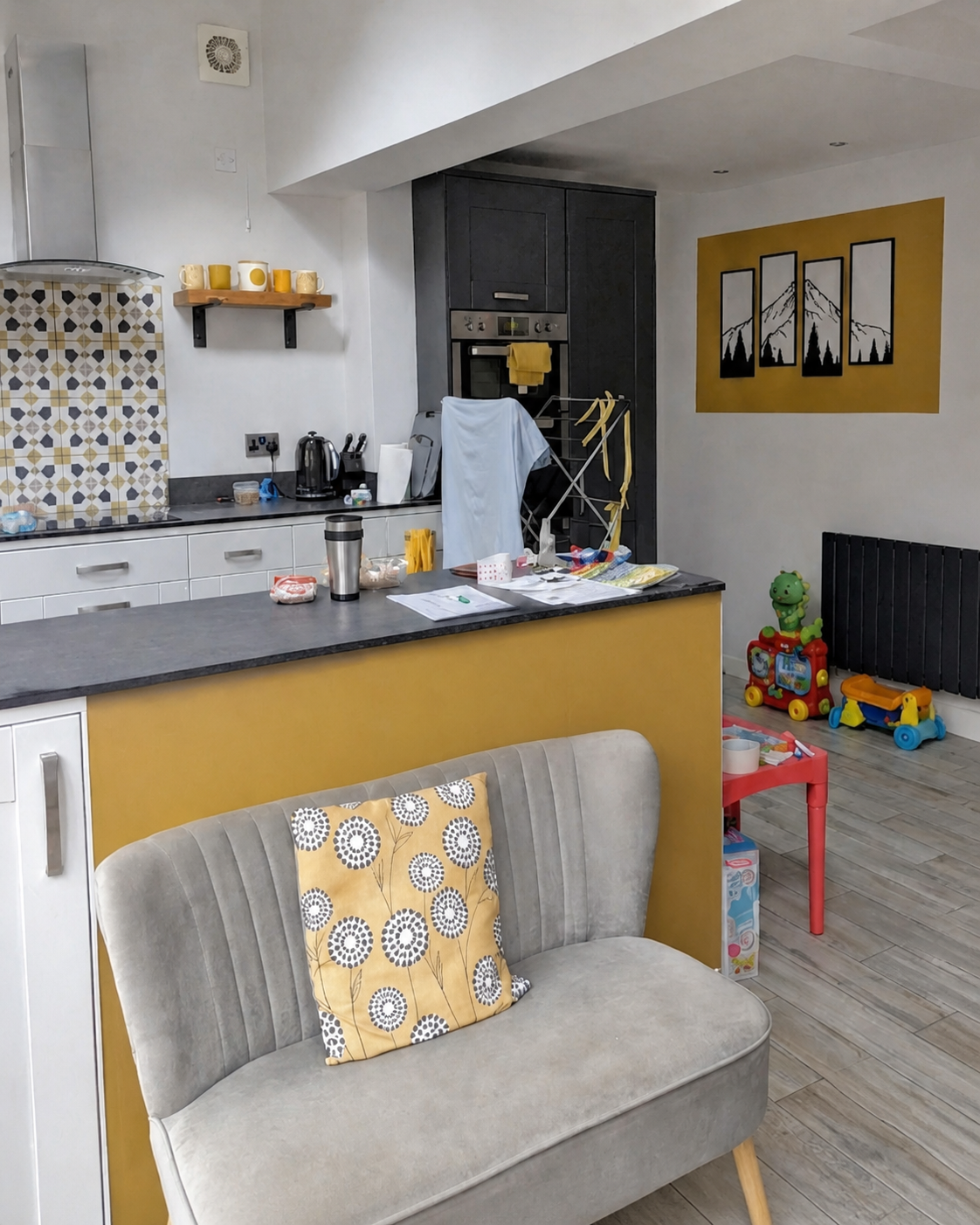 gpt-image-2 render: Deeper Mustard Breakfast Bar Wall Color Adjustment