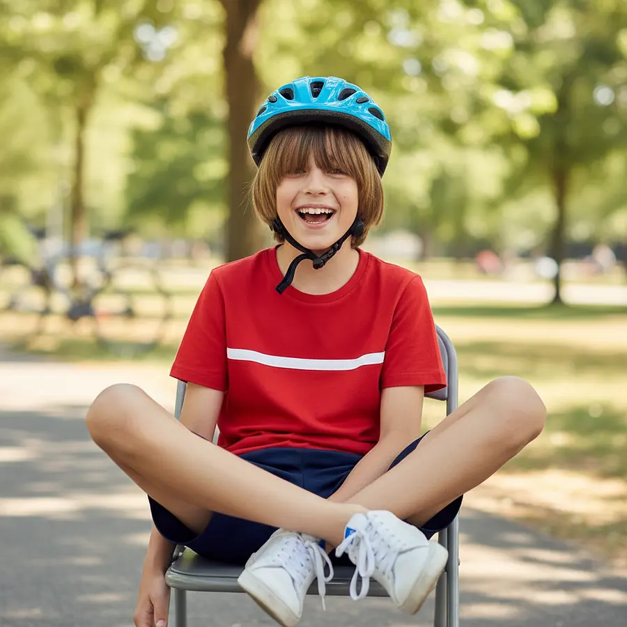 A boy (11-12) with slim build, brown hair, and the classic bowl cut with long...