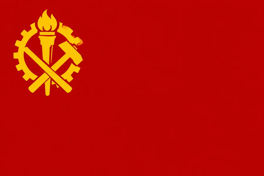 A communist faction flag from WWII era, 1930s-1940s. Flat vector design. A st...