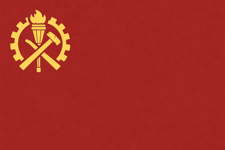 A communist faction flag from WWII era, 1930s-1940s. Flat vector design. A st...