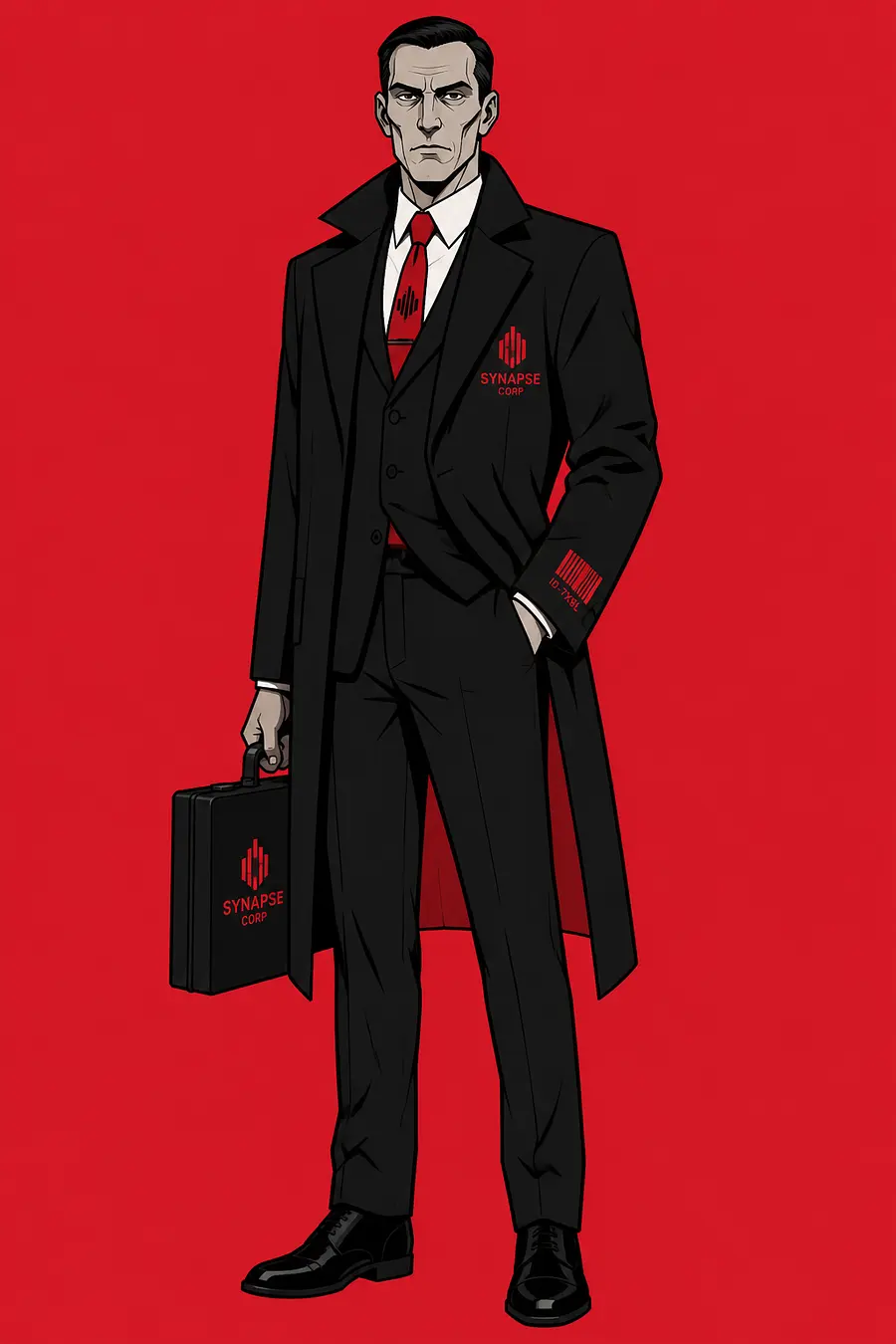 flat 2D character illustration, full body portrait on solid flat background, ...