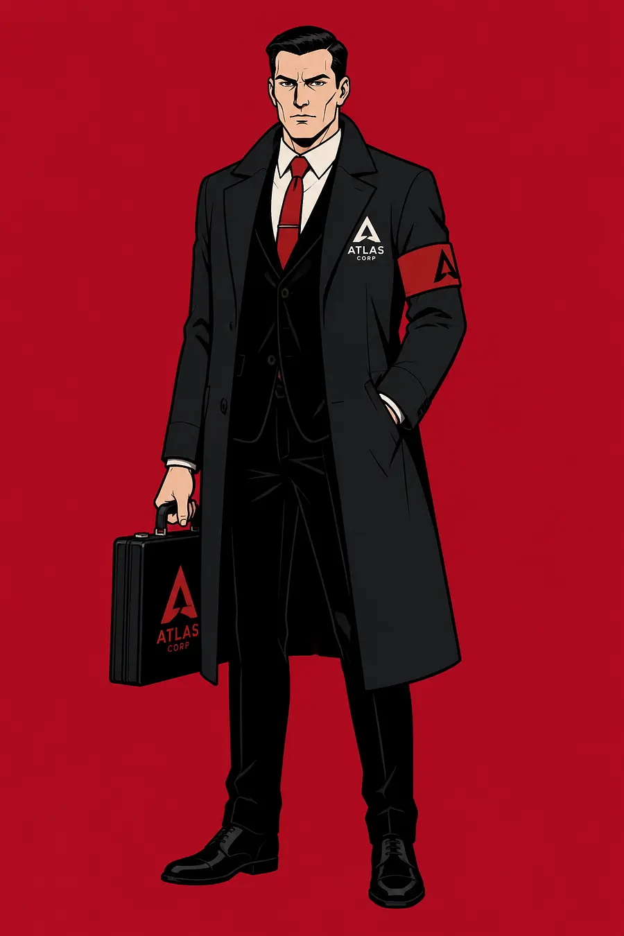 flat 2D character illustration, full body portrait on solid flat background, ...