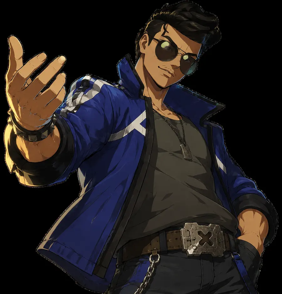 Could you generate this character in the style of a guilty gear strive charac...