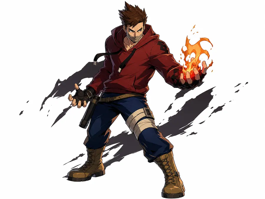 Could you generate this character in the style of a guilty gear strive charac...