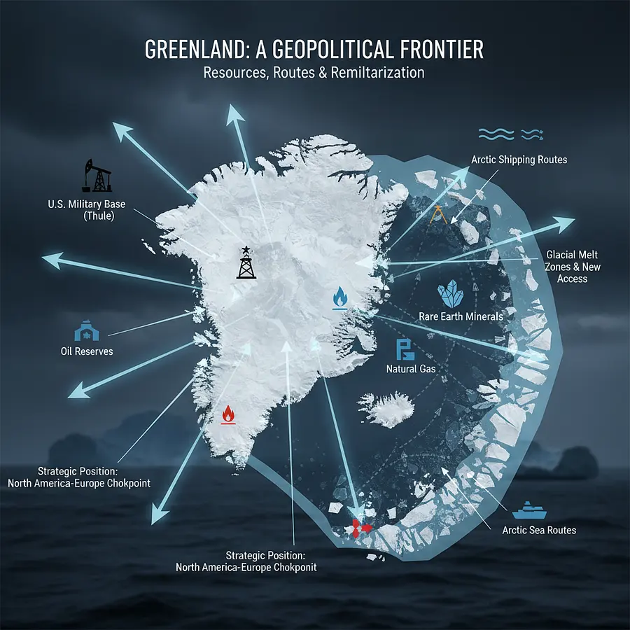 Infographie géopolitique ultra réaliste du Groenland, immense carte détaillée...