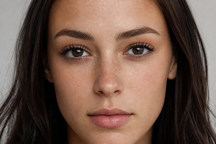 A slim, tall, sports figure, graceful, twenty years-old Polish woman with dark, long, straight ha...