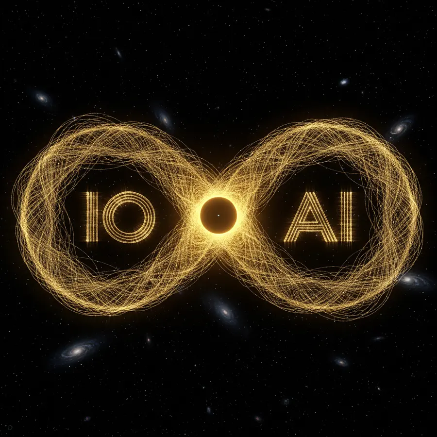 a 3d or 4d image of  multi angled Infinity symbol in the cosmos. As if golden...