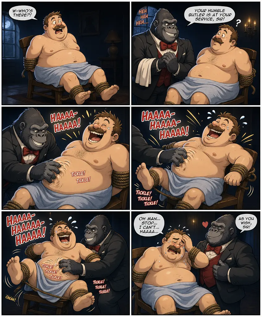 gpt-image-2 render: In dark room and dad bit chubby wearing towel and sitting in chair and both the hands and legs se...