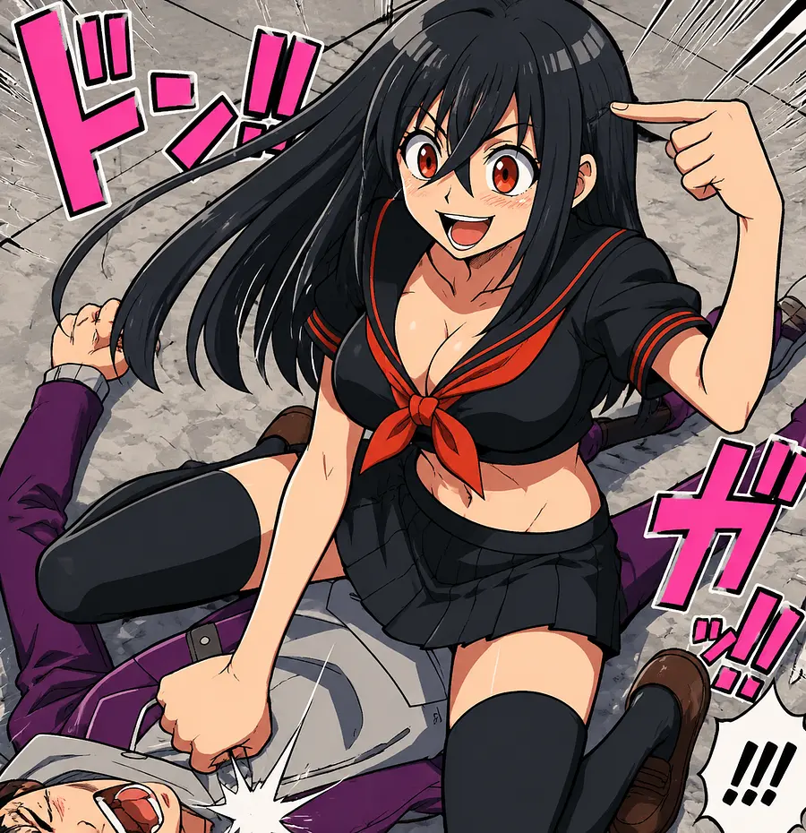 胸を大きく顔を全体的にワンピースみたいなアニメ風の画像にして