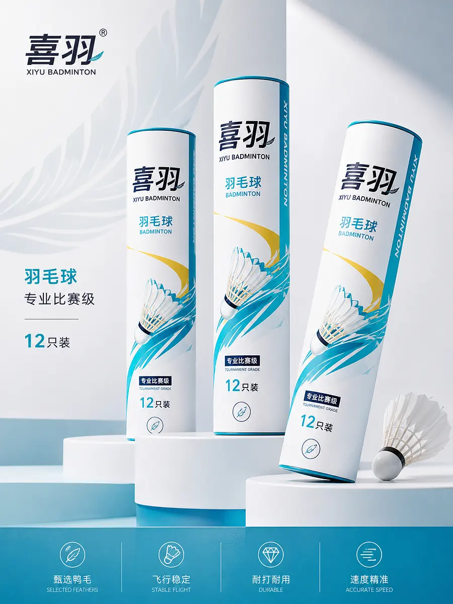 羽毛球品牌，喜羽的羽毛球筒包装设计