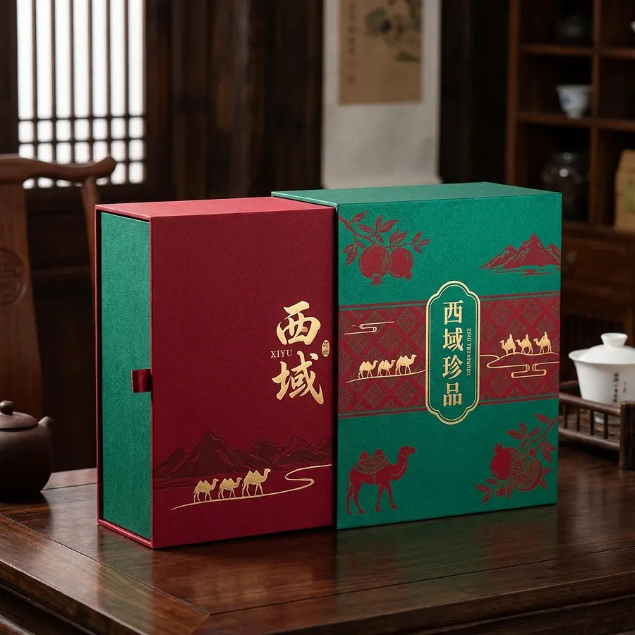 做一个喜羽的包装设计后，中国红和绿色为配色