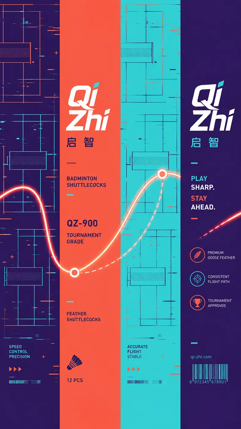 Design Concept B (4-part composition): Flat 2D unrolled label. Divided into 4...