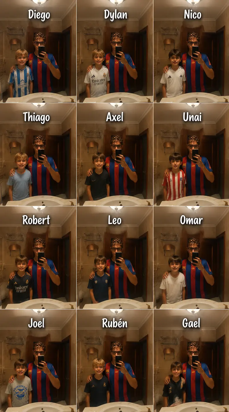 Hazme con cada uno de los niños (no cambies nada) (se llaman: Diego, Dylan, Nico, Thiago, Axel, U...