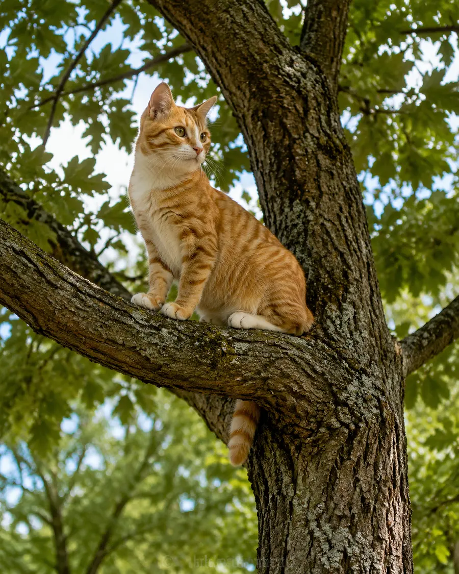 un chat sur un arbre