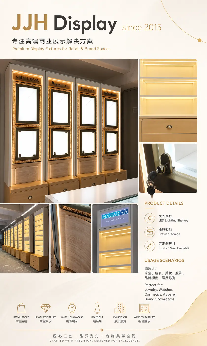 生成社交媒体宣传海报，JJH display since 2015
浅色吧，中英混合
部分产品细节，产品用途等