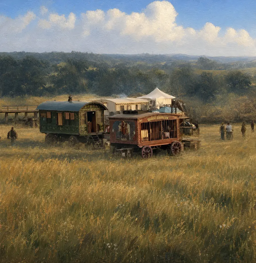 Apply a natural painted texture to the foreground grass and give it an overal...
