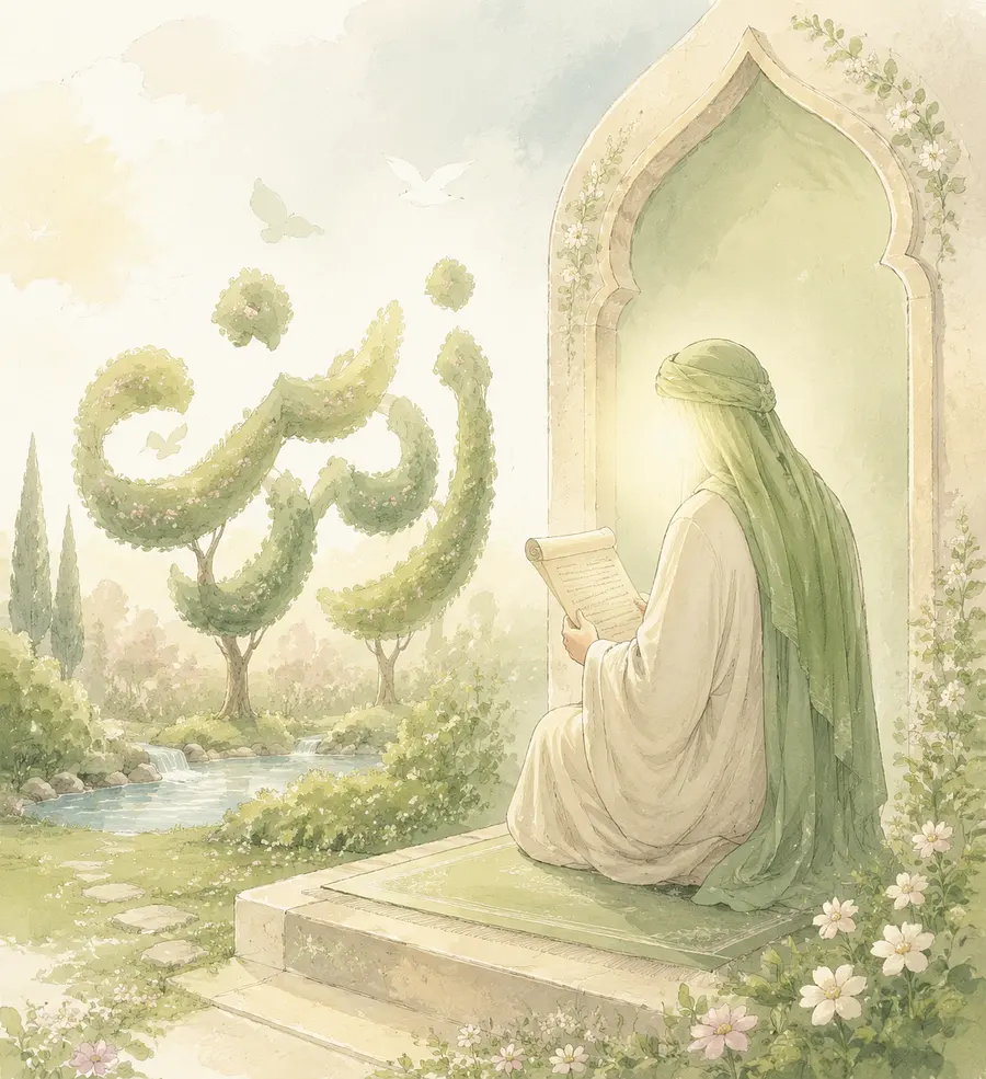 A simple, cute hand-drawn illustration in a soft watercolor or pencil sketch style. A faceless fi...