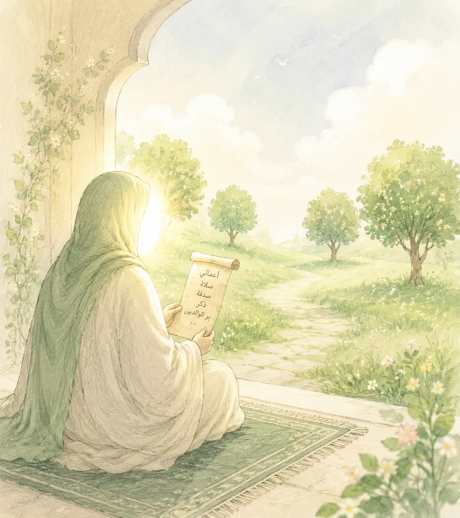 A simple, cute hand-drawn illustration in a soft watercolor or pencil sketch style. A faceless lu...