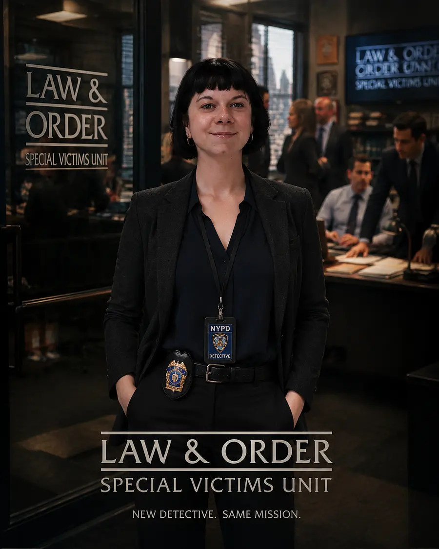 gpt-image-2 render: Prends juste mon visage bien-sûr ,et créer moi un personnage qui rejoint l'équipe law and order s...