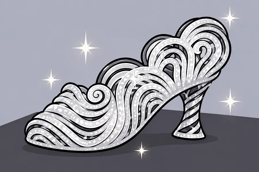 gpt-image-2 render: Cartoonify this shoe. Add some sparkles. Keep it simple