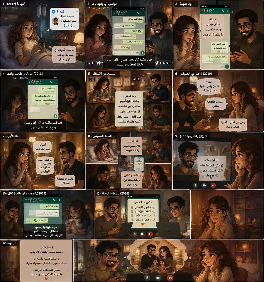 TITLE: "٩ سنوات بين رسالتين"  STYLE: Cute emotional romantic animated movie s...