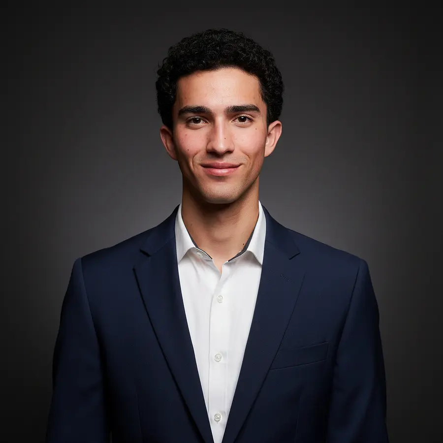 Create a LinkedIn headshot for my LinkedIn profile preferably have me with a dark background or h...