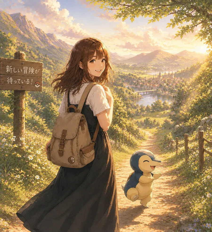 * 朝のやさしい光
* 一本道を歩くあなた
* 隣で嬉しそうに小走りするヒノアラシ
* ヒノアラシ荷物なし
* これから旅が始まるワクワク感
*...