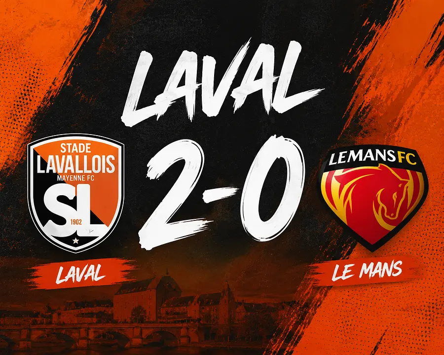 Fait une image de Laval 2-0 le Mans avec ce style la