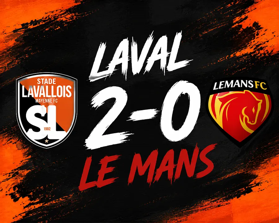 Fait une image de Laval 2-0 le Mans avec ce style la