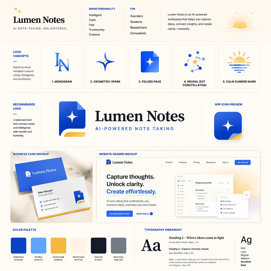 gpt-image-2 render: AI logo generator and brand identity system board based on awesome-gpt-image-2 Case 354. Create a...
