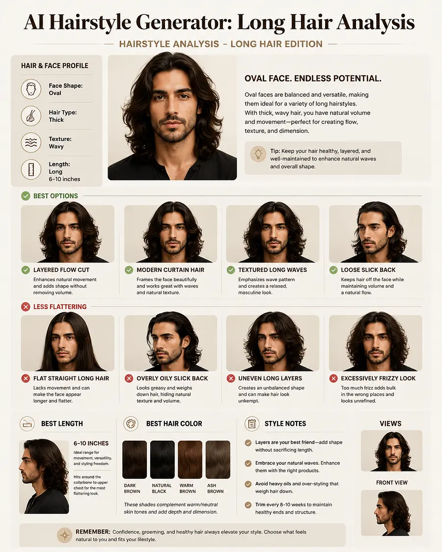 gpt-image-2 render: AI hairstyle generator infographic based on awesome-gpt-image-2 Case 360. Create a professional "...