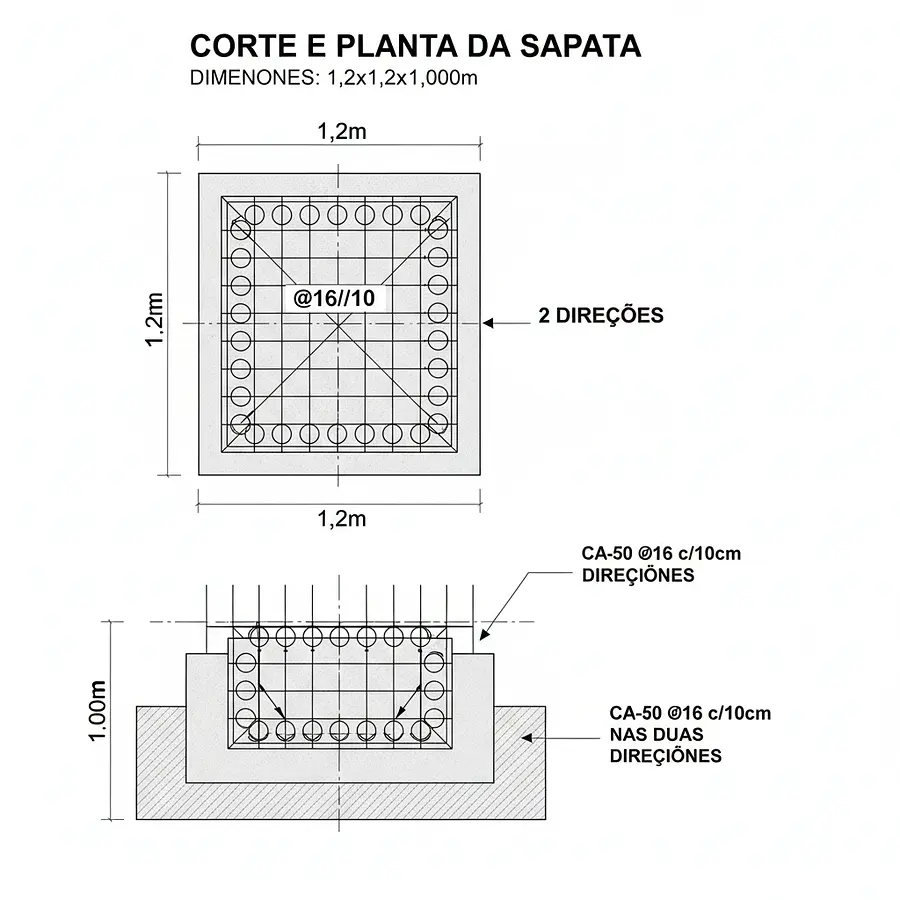 [05/05, 19:39] Luisa: Meramente ilustrativos

° Sapatas : (1,2x1,2) h = 1,00 @16//10  nas duas ...