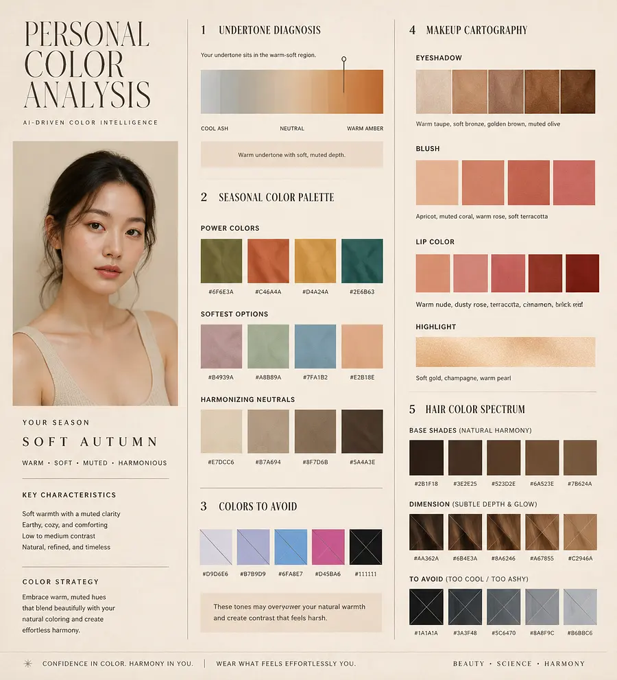 AI personal color analysis infographic based on awesome-gpt-image-2 Case 364....