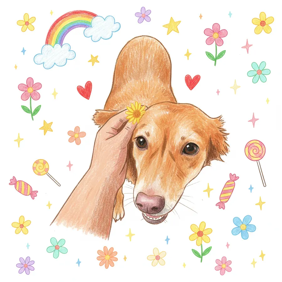 Transform this image into a cute, crayon-style drawing as if it was illustrat...
