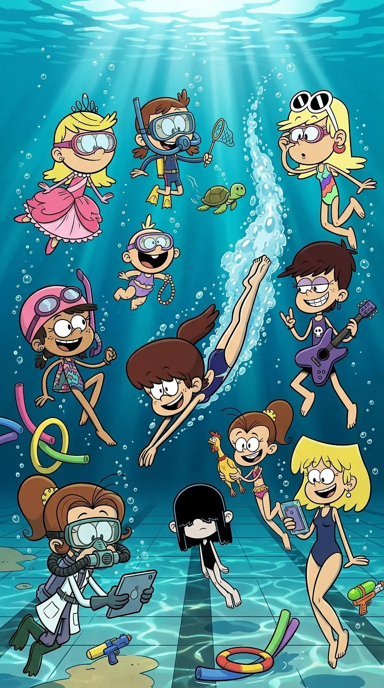 The Loud House Girls Swimming Underwater