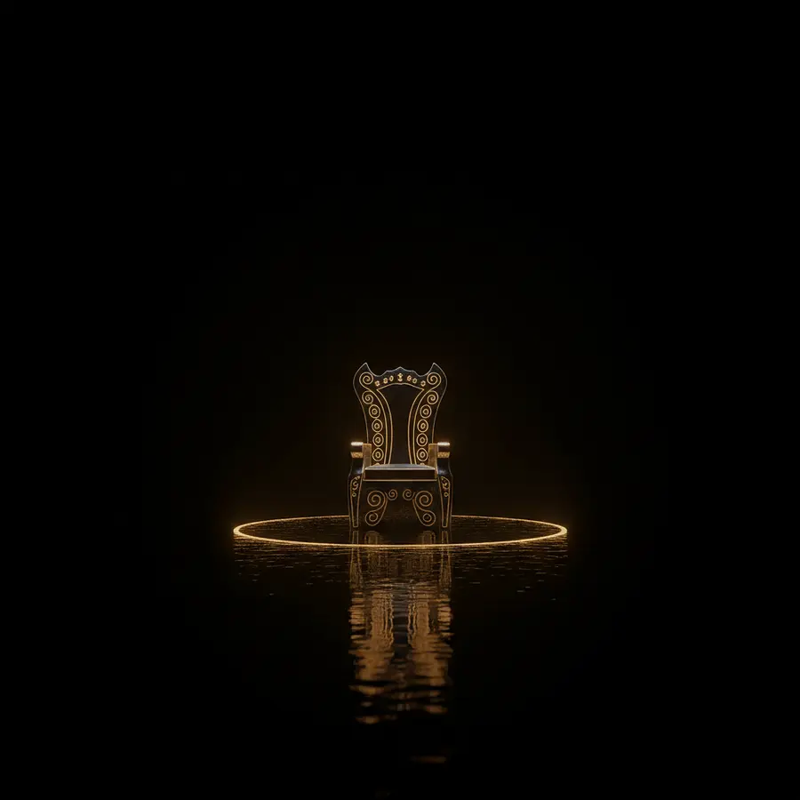 The Throne upon the Water Infinite darkness in all directions. A single magni...
