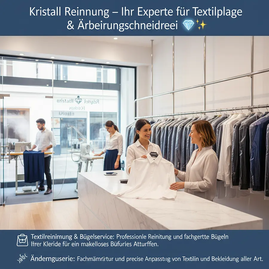بدي فيديو ترويجي ل محل مع وصف Kristall Reinigung – Ihr Experte für Textilpflege & Änderungsschnei...