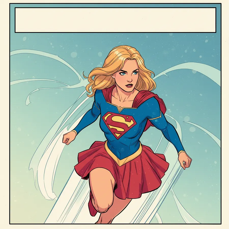 Remplace le S de Supergirl par le S rouge et jaune de Superman 

Refait moi cette image en vers...
