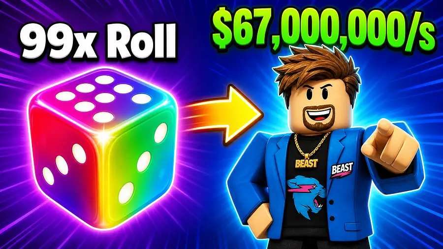 Erstelle mir ein roblox thumbnail im 16:9 format, im cartoon stylized style. ...