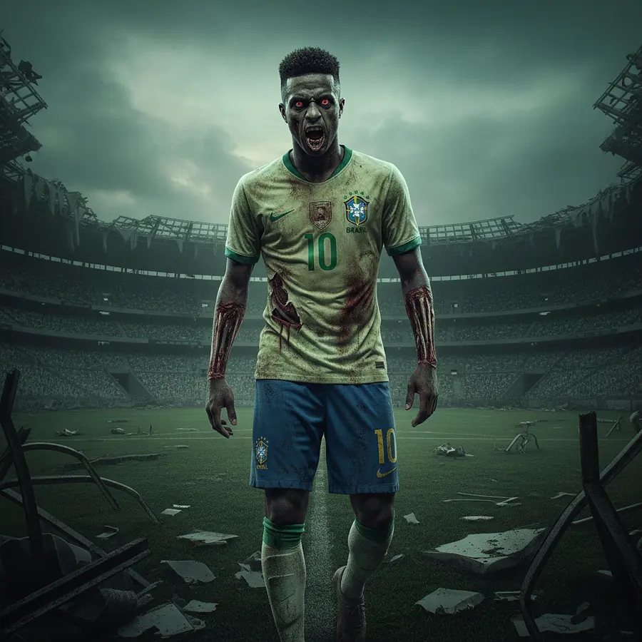 fait un photo vini jr en zombie